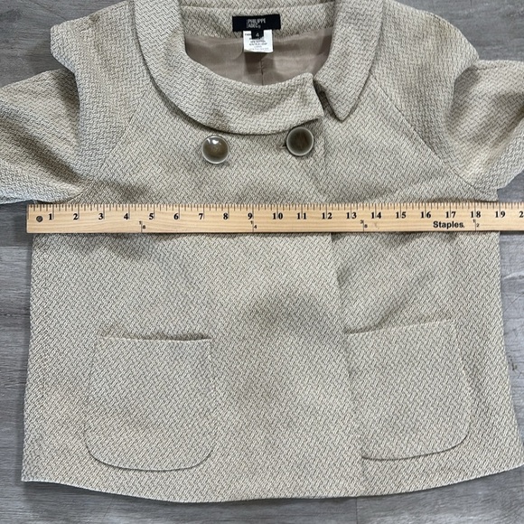 Philippe Adec Textured Blazer Jacket Size 4 Neutral Cotton Hemp Blend - Picture 4 of 10